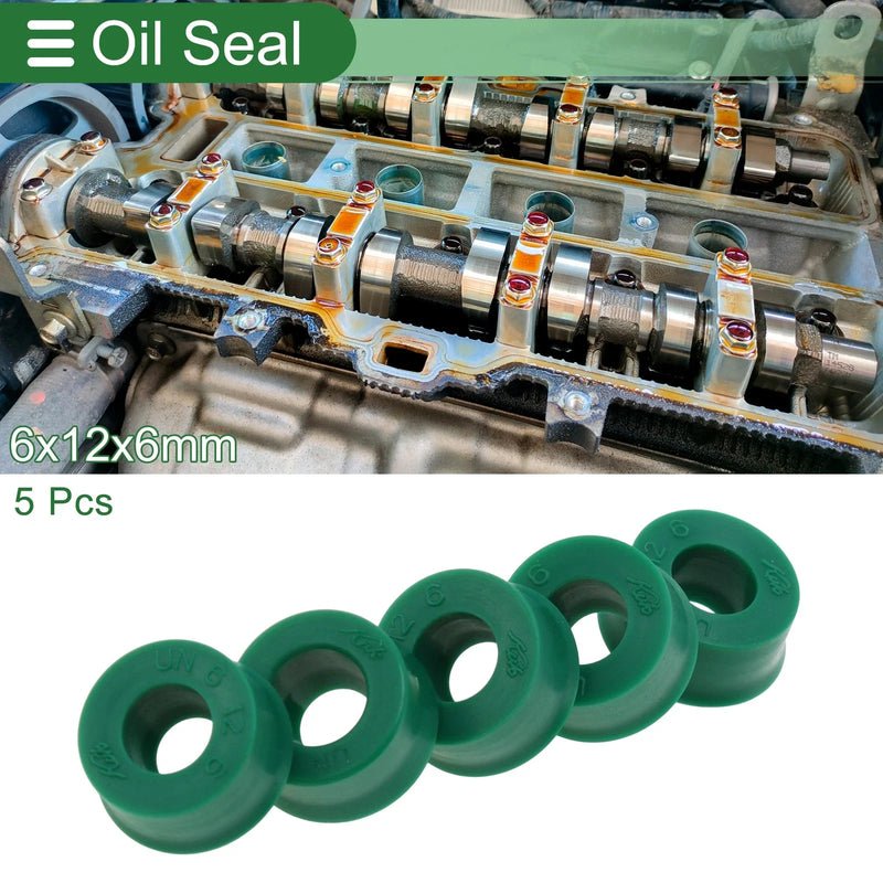 Make Model Oil Seal / 6x12x6mm / TPU Rotary Shaft Seal Green 5 Pcs