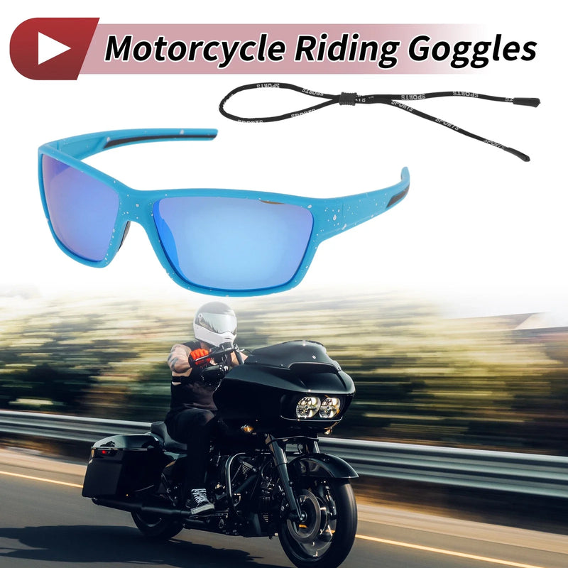 Motorcycle Goggles Blue Lens Blue Black Frame Tri-Acetyl Cellulos