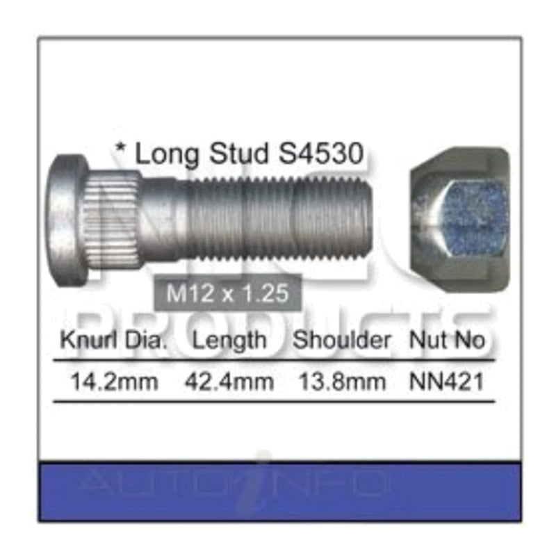 Nissan Bluebird U13 Front Wheel Stud & Nut 4cyl 2.4L KA24DE (1993-1994)