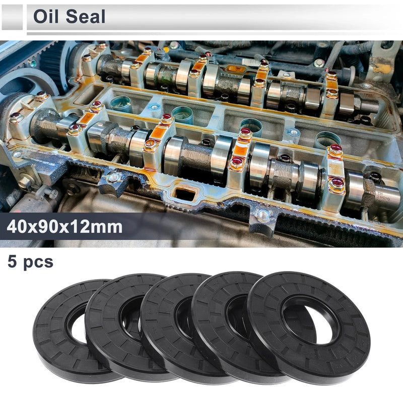 Car Oil Seal 40x90x12mm Seal Rotary Shaft Nitrile Rubber 5 Pcs