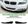 BMW 3 Series E90 E91 Gloss Black Front Side Spoiler Trim (2009-2012)