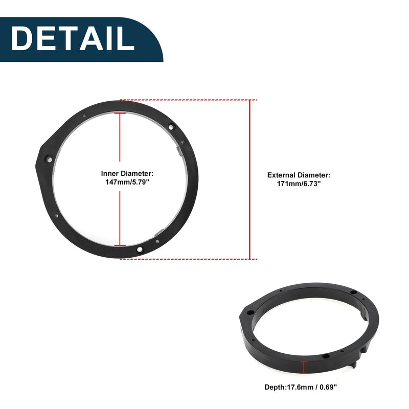 Honda Civic  - 2 x Tweeter Spacers 6.5" Speaker Spacer Rings