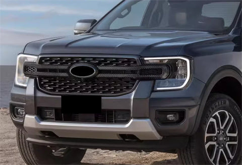 Ford Ranger ABS Front Center Grille Carbon Fiber Cover Trim (2023)