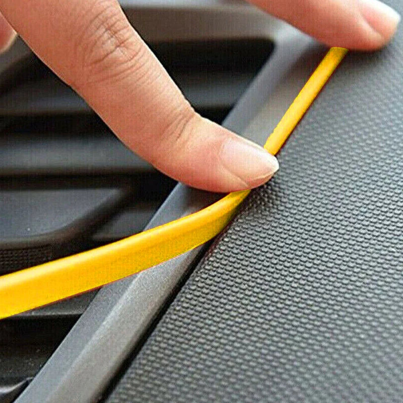 5M Yellow Car Interior Door Panel Edge Gap Trim Strip PVC