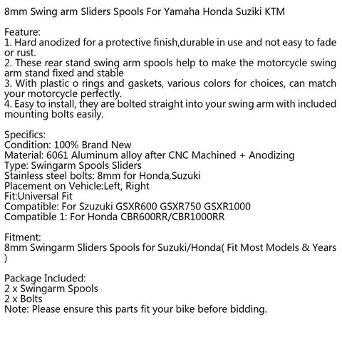 Suzuki Honda Motorcycle 8mm Moto CNC Stand Mounts