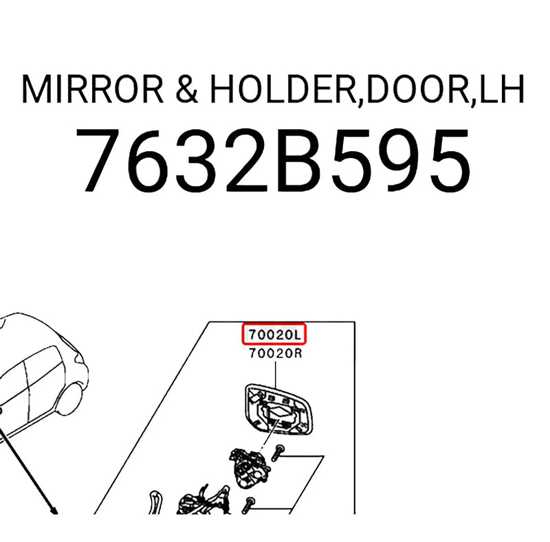 Mitsubishi Mirage LH Side Mirror Lens (2013-2022)