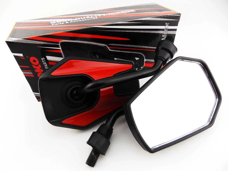 Honda XL185 Black Red Hex Soko Mirrors (1979-1993)