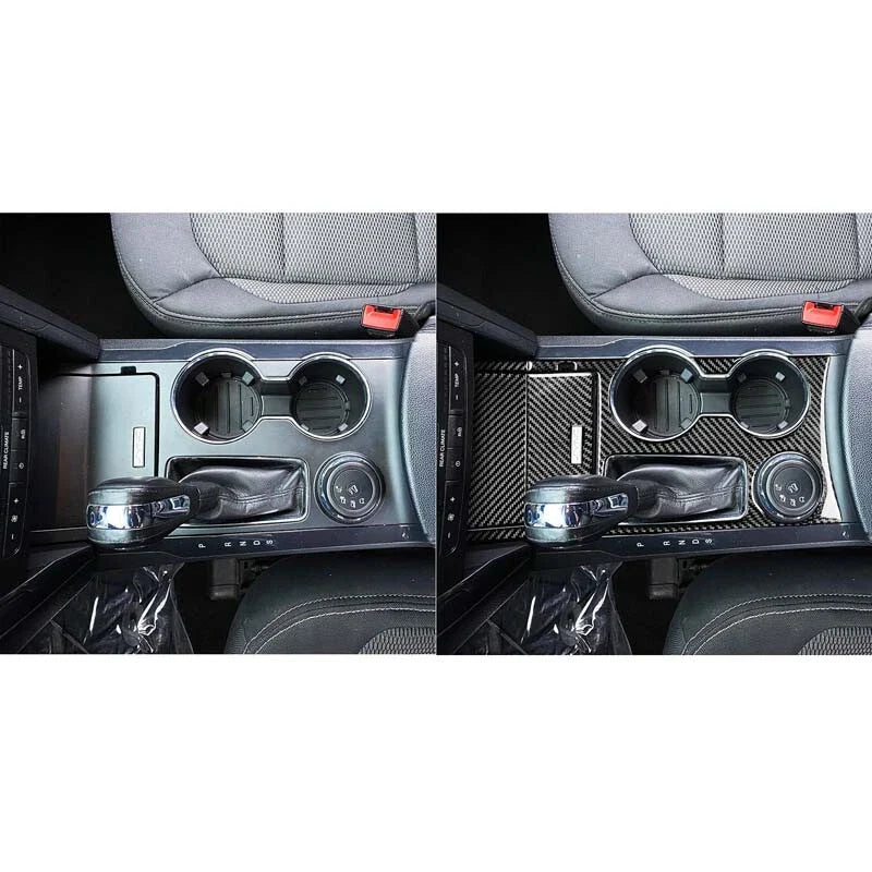 Carbon Fiber Cup Holder Center Console Cover Trim Fits Ford Explorer 2013-2019