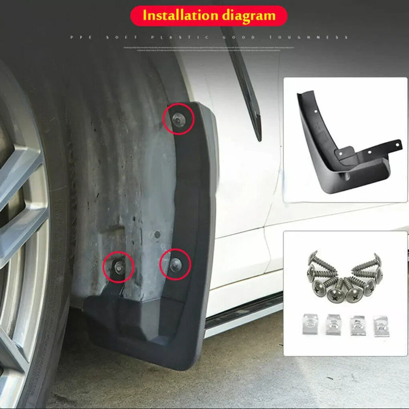 BMW X3 2 x Front & Rear Molded Splash Guards Mud Flaps (2011–2017)