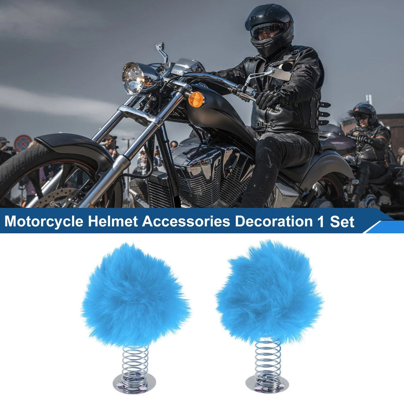 Motorcycle Decoration / 2 x Blue Plush Iron Helmet Accessories