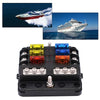 Marine RVs Boats 6-Way Blade Fuse Box Block Holder with LED Indicator