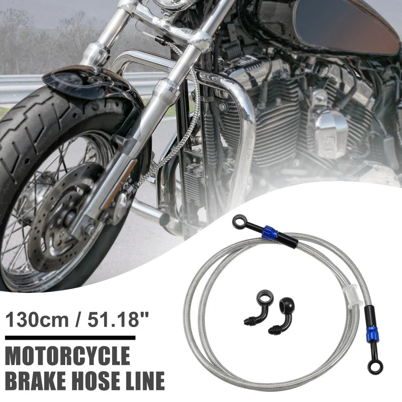AN3 Brake Hose 130cm 90 Degree Motorcycle Braided Line