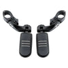 Car Model 1-1/4" Matte Black Short Angled Highway Bar Footpeg Clamps