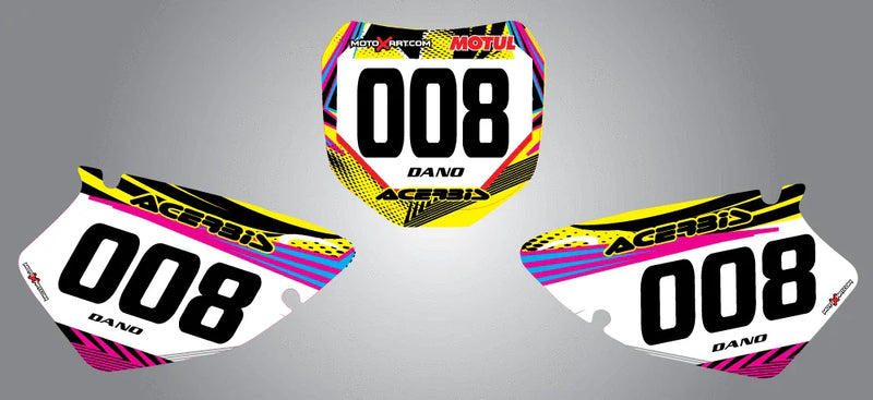 Yamaha YZ 125 Custom Neon Style Number Plates Stickers (1996-2001)