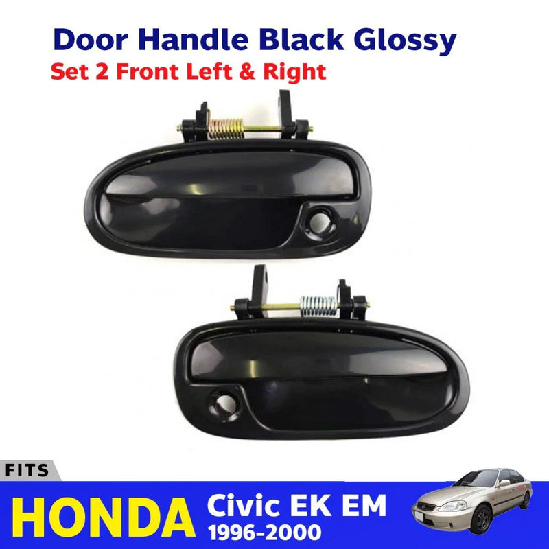 Door Handle Front L+R Black Glossy Fits Honda Civic EK EM 4D Sedan 1996-00 D06