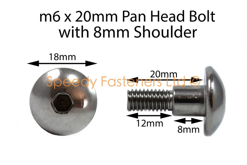 GSX-R Suzuki Fairing Bolts / 2 x / Stainless m6 x 20mm +8mm Shoulder