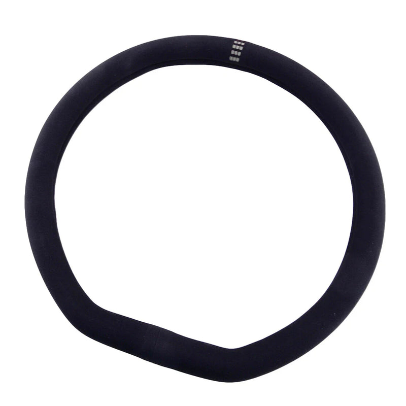 Universal Cars 38cm D Shape Black Faux Suede Steering Wheel Cover