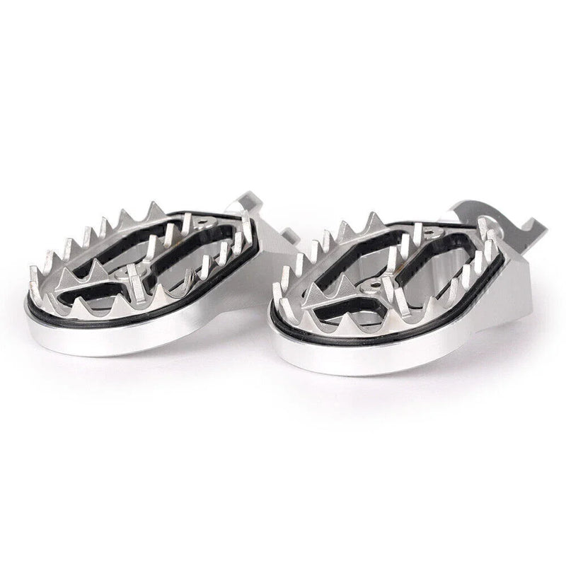 Kawasaki KX250 KX450 Silver Shark Teeth Racing Foot Pegs (2008-2015)