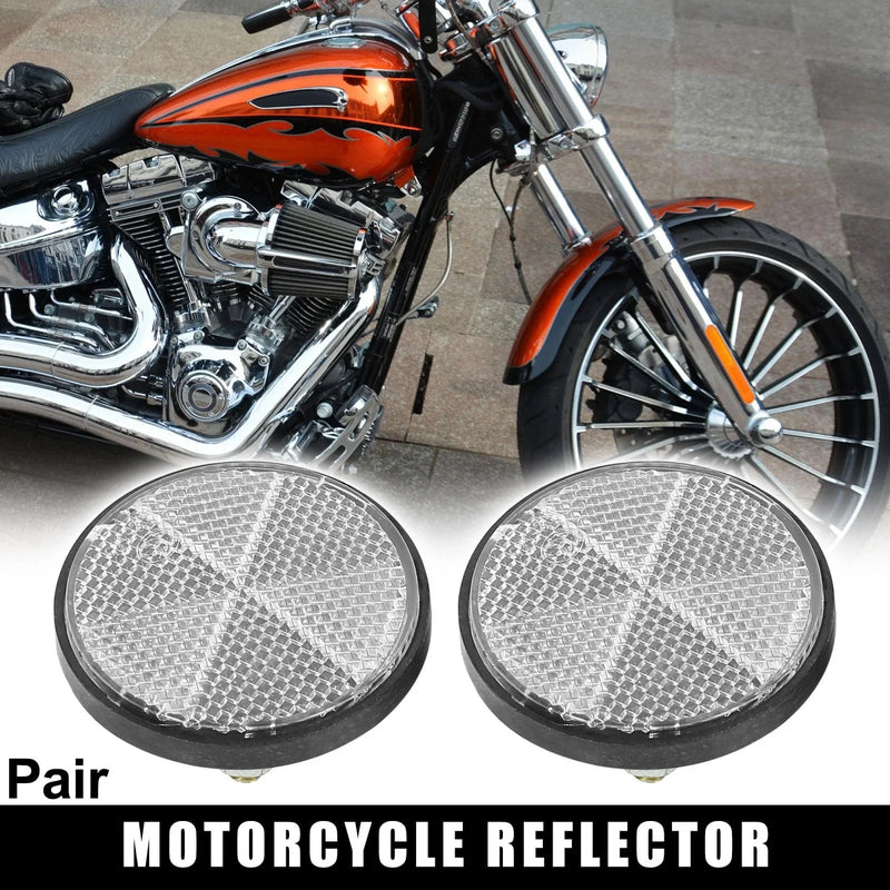 Motorcycle Bike Pair / M6x1.0 White Universal Screw Mount Warning Reflector