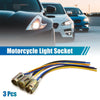 Motorcycle 3 x Tail Light Bulb Extension Wire Harness Socket Connector