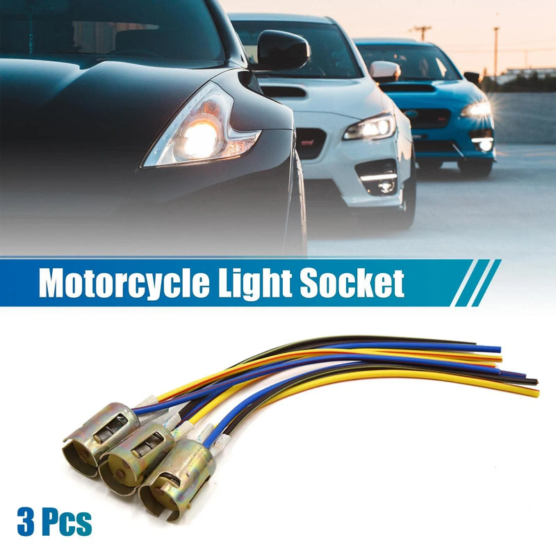 Motorcycle 3 x Tail Light Bulb Extension Wire Harness Socket Connector