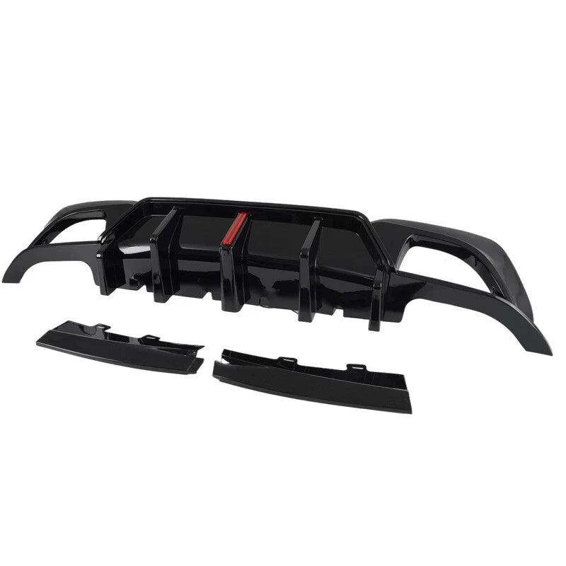 BMW 3 Series G20 Rear Bumper Diffuser Lip w/LED Light Gloss Black (2019+)