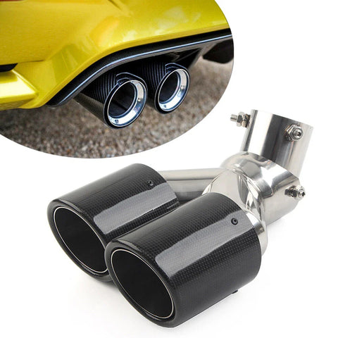 Universal Car Exhaust Stainless Steel Carbon Muffler Tip 89mm Outlet