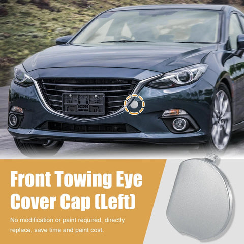 Mazda 3 Silver Tone Front Bumper Tow Hook Eye Cover (2014-2016)