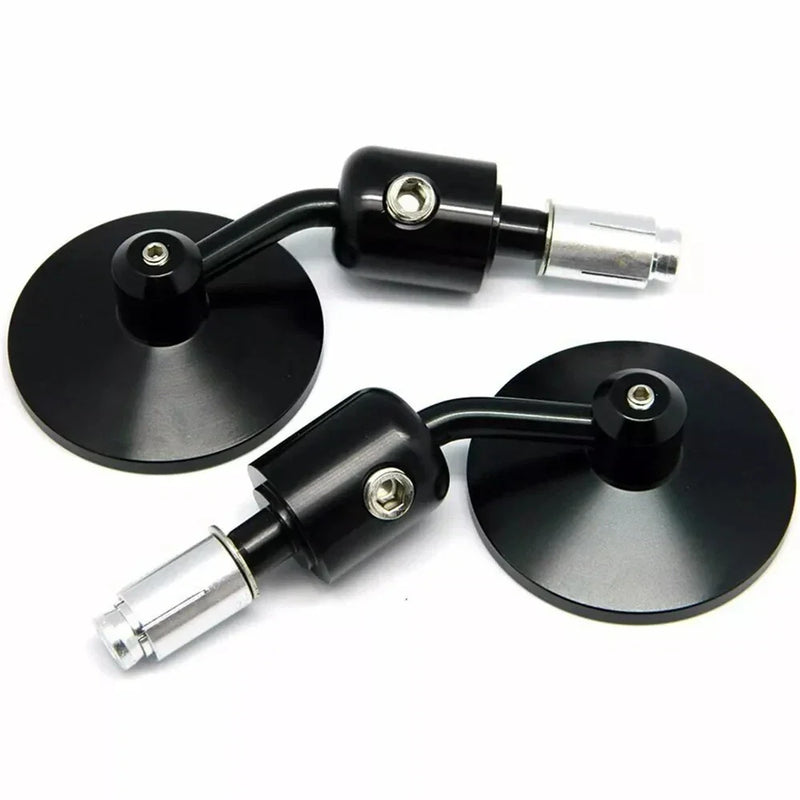 Cafe Race Motorcycle Black Round Aluminum Handle Bar End Mirrors