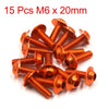 Motorcycle 15 x Bolts / M6 x 20mm / Orange Hexagon License Plates Fairing