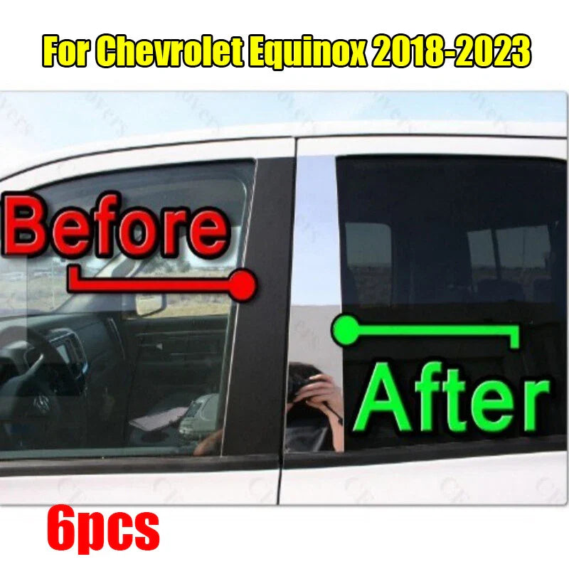 Chevrolet Equinox 6 x Chrome Pillar Trim Cover Mirrored Post (2018–2023)
