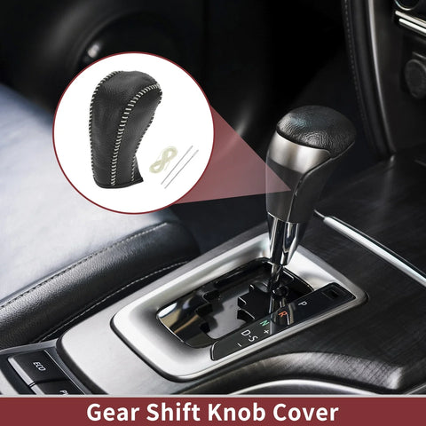 Chevrolet Cruze Pebbled Gear Shift Knob Cover Black/Beige Faux Leather