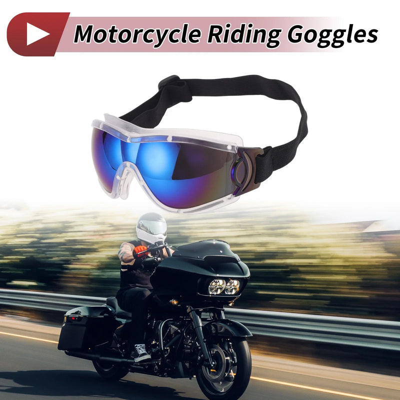 Motorcycle Goggles Colorful Lens White Frame PC PU