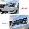 Skoda Superb B8 2 x Gloss Black Headlight Eyelid Trim (2016-2019)
