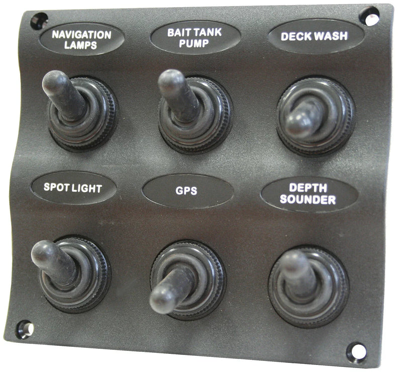 Boats / Jetskis Switch Panel Wave Style 6 Gang Marine Waterproof 20A Fuse