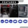 Jeep Wrangler (2018-2023) 6 x Blue AC Headlight Media Switch Knob Cover Ring