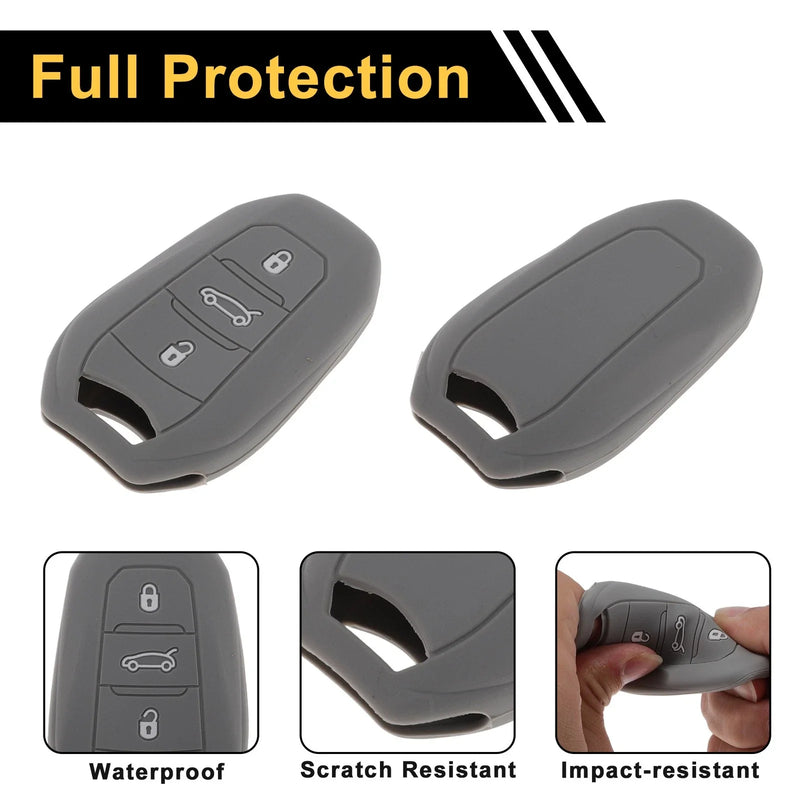 Peugeot 208 & e208 Gray Key Fob Shell Cover Case (2019-2023)