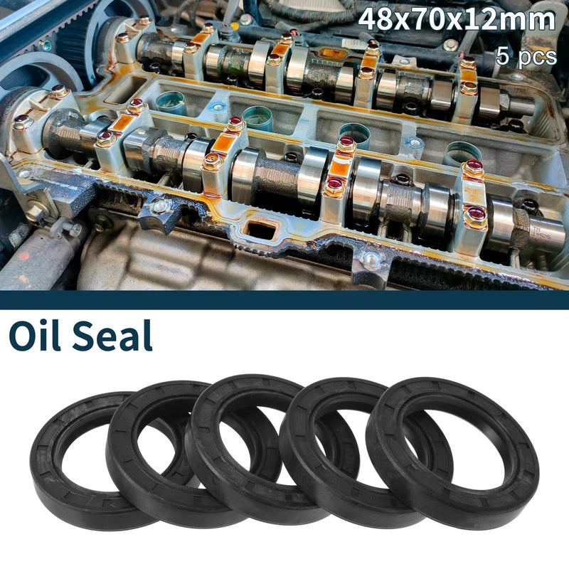 5 x Oil Seal NBR Rubber 48x70x12mm Black