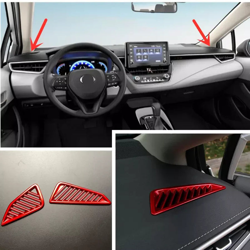 TOYOTA COROLLA 2 x Dashboard Air Vent Cover Trim Bright Red (2019-2022)