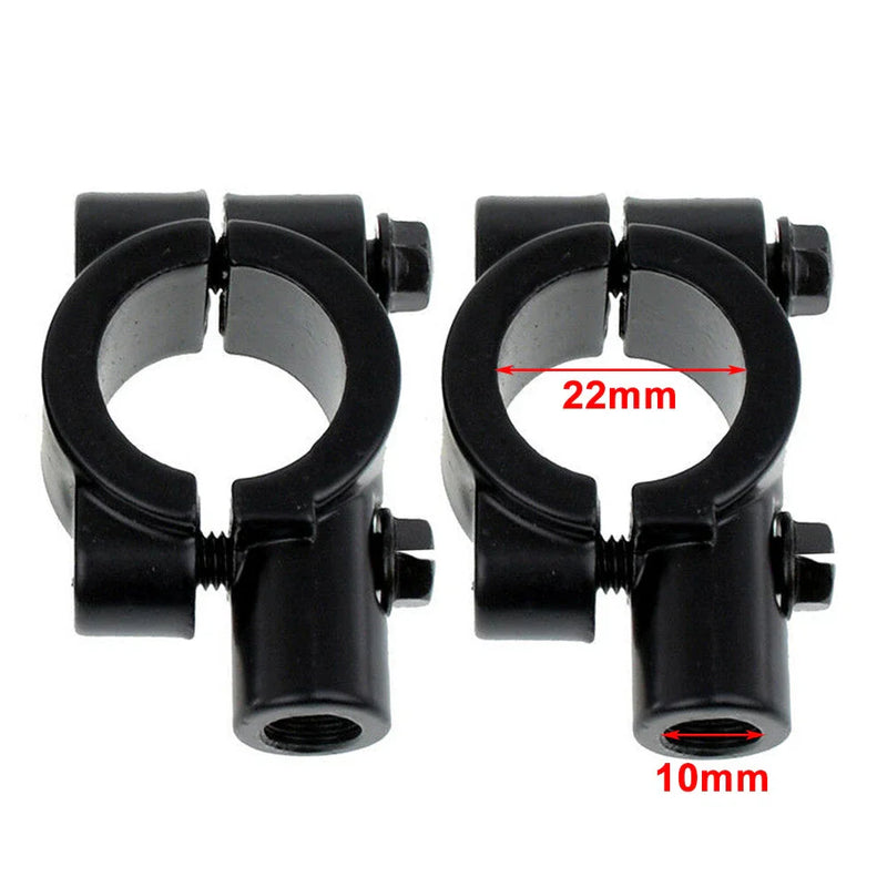Motorcycle Black (M10) - Pair 22MM Handlebar Mirror Mounts Clamps