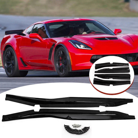 C7 Corvette Z06 Style Side Skirts Extensions 2014-2019 Gloss Black