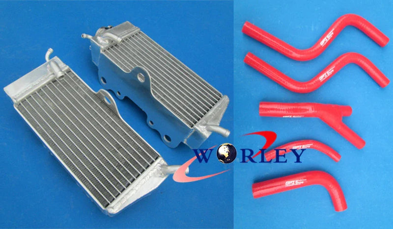 Honda CR250 CR250R Aluminum Radiator & Red Hose (1985-1987)