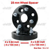Toyota Corolla 25mm 12x1.5 4x100 Hub Centric Wheel Spacers (1992-2002)