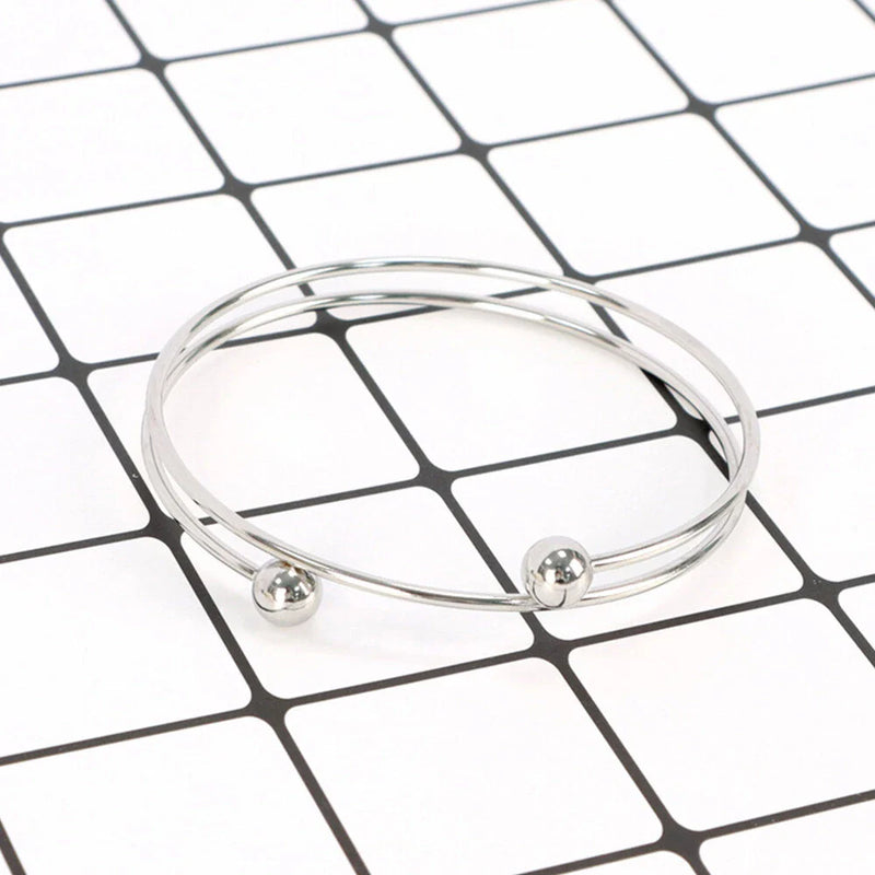 10 x Adjustable Bangle Bracelet Blank Cuff w/ Removable Ball Bead 2.5"