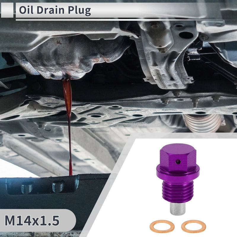 Car Motorcycle Boat Purple 1 Set M14x1.5 Engine Oil Drain Plug with Gasket