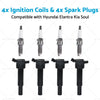 Hyundai Elantra, Kia Soul 4 x Ignition Coils & 4 x Spark Plugs (2011-2016)