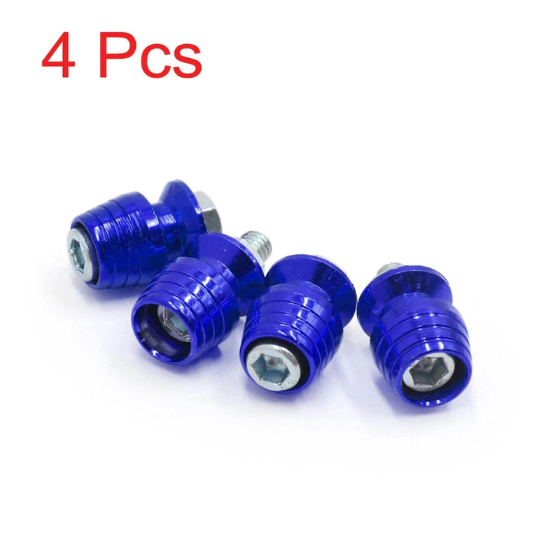 Motorcycle 4x Universal Blue Metal License Plate Bolt Screw