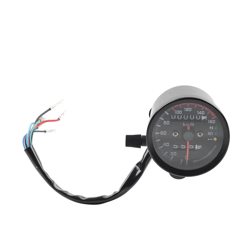 Motorcycle Mini Speedometer Odometer Gauge w/ Indicator Light (12V)