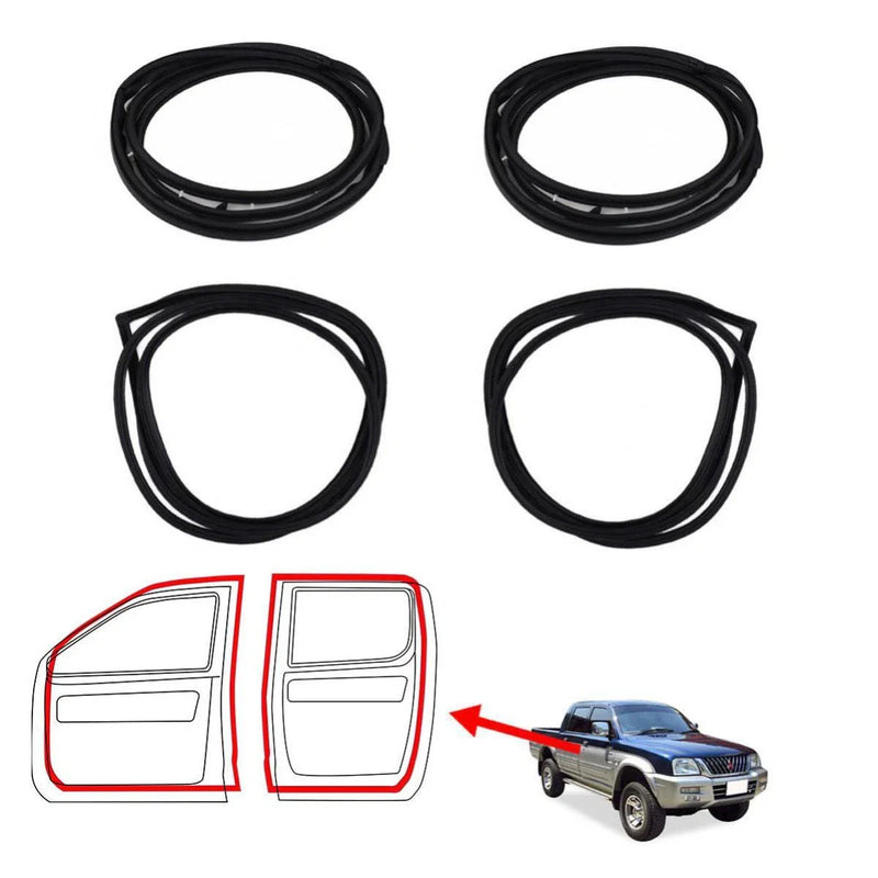 Weatherstrip Door Rubber Seal Set 4 Fit Mitsubishi L200 Strada MK 4D UTE 1996-05