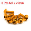 Motorcycle Car 6 x M6 x 20mm Gold Tone Hexagon License Bolts Screws